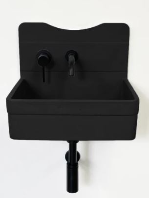 Hadley Black Wall Mounted Basin 460x360x380