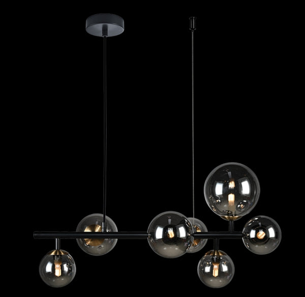 7xG9 Horizontal Bubble Glass Pendant BL/SmokeBulbs inc