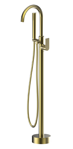 Silk Brass Round Free Standing Bath Mixer with Hand Shower