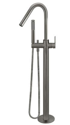 Round Paddle Freestanding Bath Mixer with Handshower Gun Metal