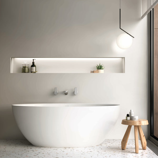 Corvara Freestanding Bath 1500X800X547mm Quarrycast White No Tapholes