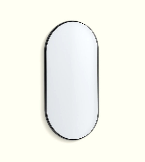 Deep Frame Pill Mirror - 0.6 x 1.2m - 30mm Smooth Black LED Backlit