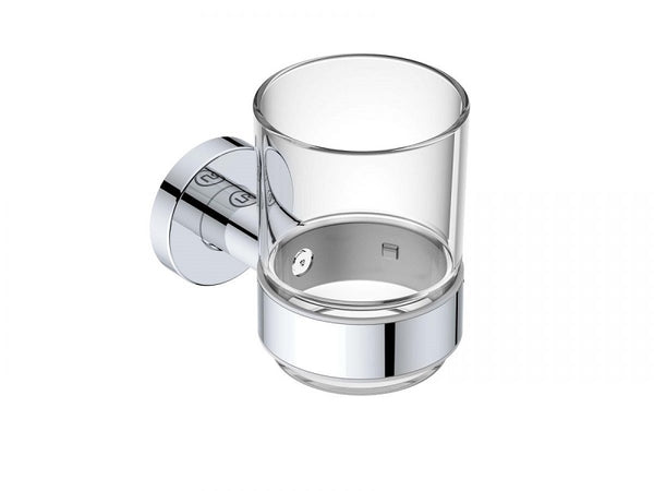 Lavish Glass Tumbler + Holder Chrome