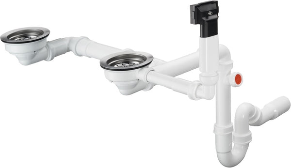Hansgrohe D17-10 Manual Waste And Overflow Set For Double Bowl Granite Chrome