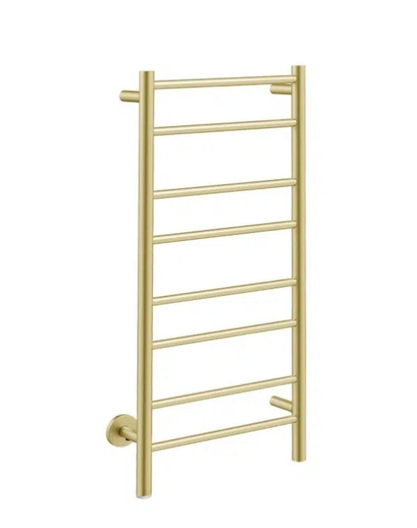 Natural 8 Bar 430mm Straight Heated Towel Rail with PTSelect Switch - Champagne Gold