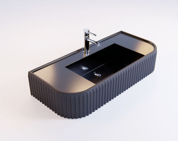 Greco Countertop Basin Matt Black 900x400x175mm