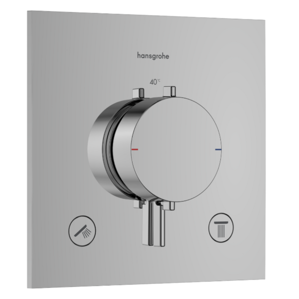 Ecostat Comfort E Thermostat for concealed installation for 2 functions Chrome