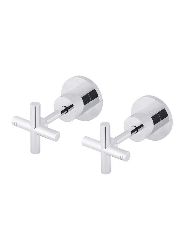 Wall Tap Set Coss Handle Basin Hot & Cold Tap Chrome Excluding Concealed Part