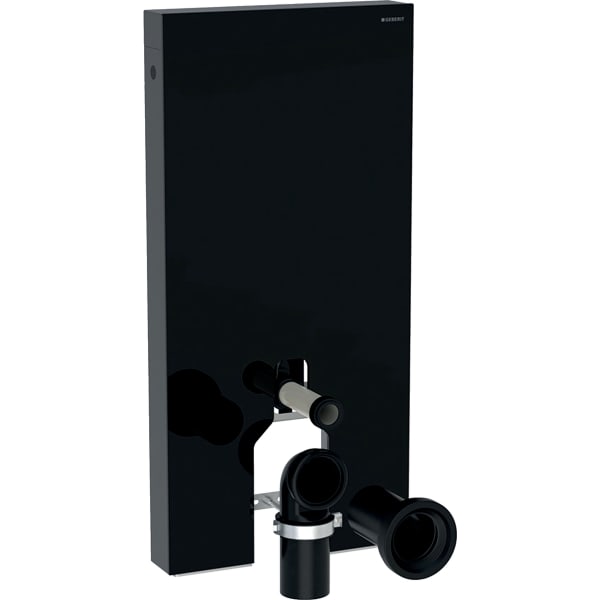 Monolith sanitary module for floor-standing WC, 101 cm, front cladding made of glass: black