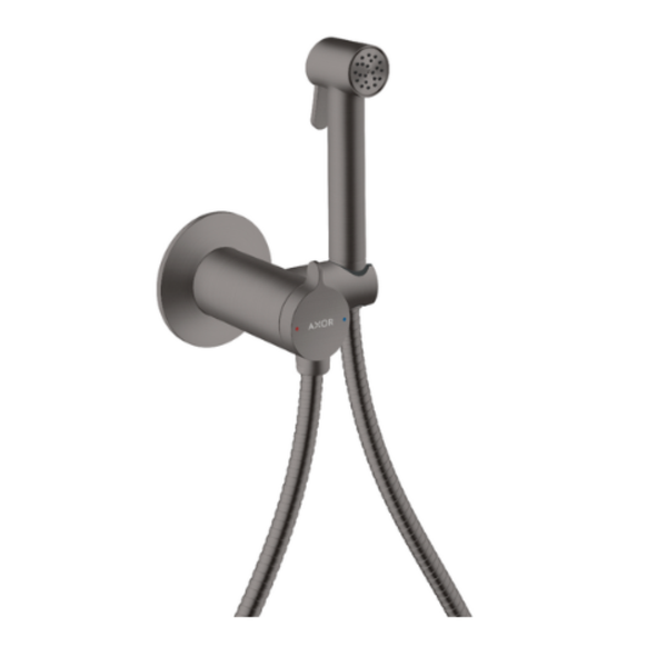 AXOR Bidette hand shower 1jet round for mixed water 1.25m hose Brushed Black Chrome