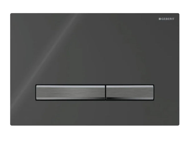 Geberit Sigma50 actuator plate for dual flush, metal colour black chrome: Base plate and buttons: bl