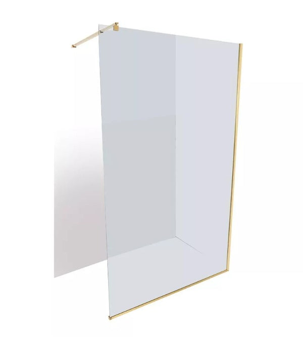 Shower Screen Amaro Gold 1200x2000 With Ext Arm 8mm Glass