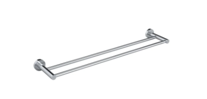 Round Double Towel Rail 600mm - Chrome