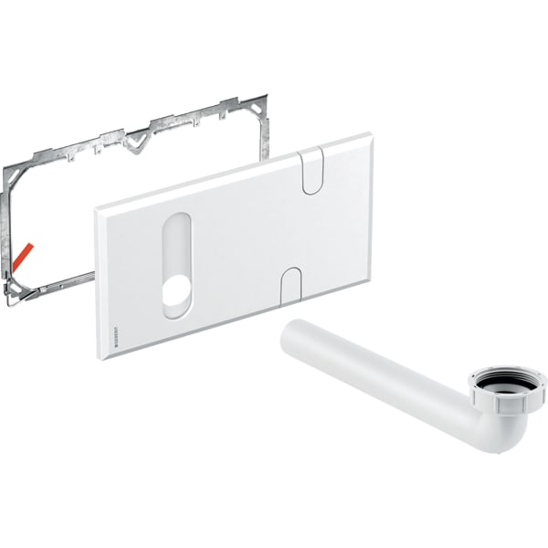 Cover plate for washbasin taps with concealed function box and concealed trap: white alpine