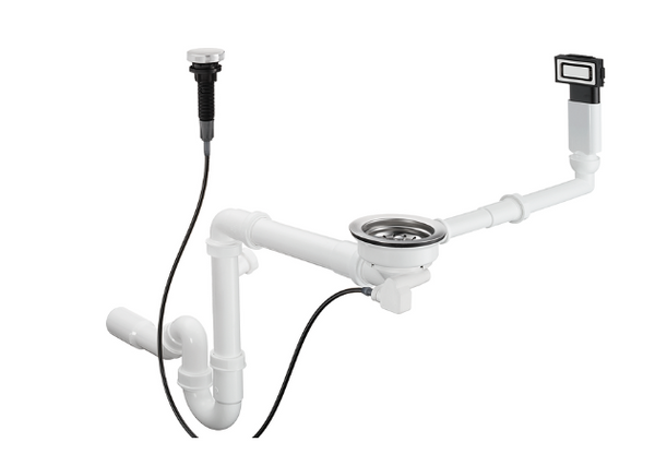 Hansgrohe D14-11 Automatic Waste And Overflow Set For Single Bowl Stainless Steel