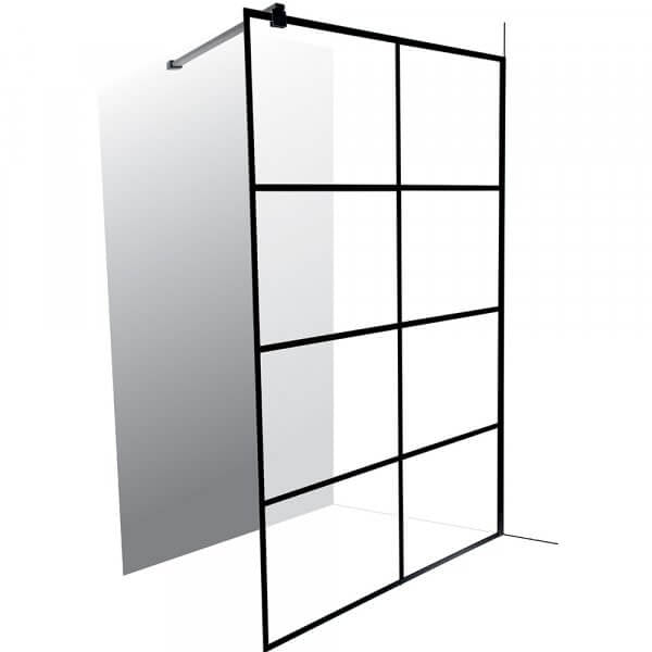 Shower Screen Everest Black 1200X2000x6mm Fixed/Freestanding 8 Panel