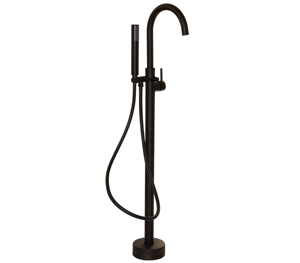 Neo Black Round Black Free Standing Bath Mixer With H/S