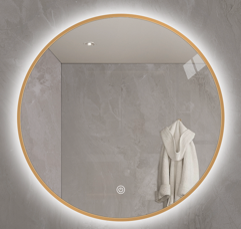 Led Amalia Gold Framed Round Mirror 900-5mm Ip44
