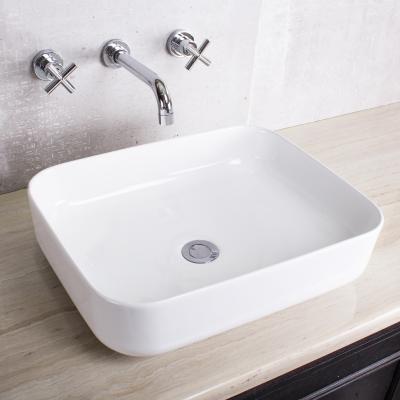 Square Masa Countertop Basin Polished White 520x405x150mm