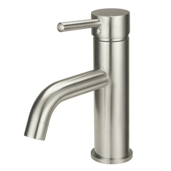 Brushed Nickel Curved Short Basin Mixer