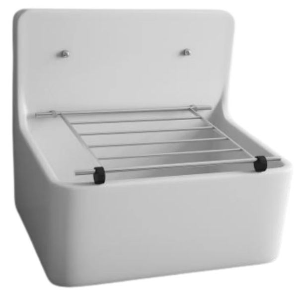 Cleaner Sink Wall Mounted Fire Clay Polished White (Excl Grill)