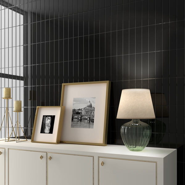 Costa Nova Black 50X200X9mm Gloss Ceramic (0.5Sqm/Box)