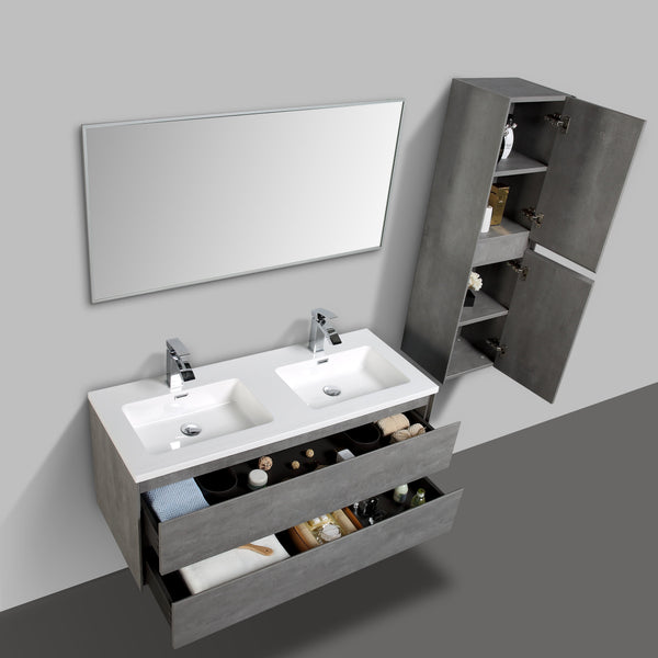 Enzo 1200 Concrete Double Draw Vanity Set