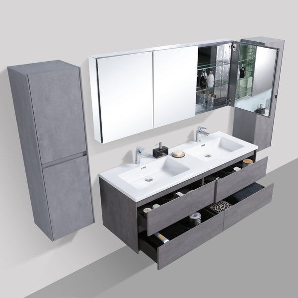 Enzo 1500 Concrete Four Draw Vanity Set