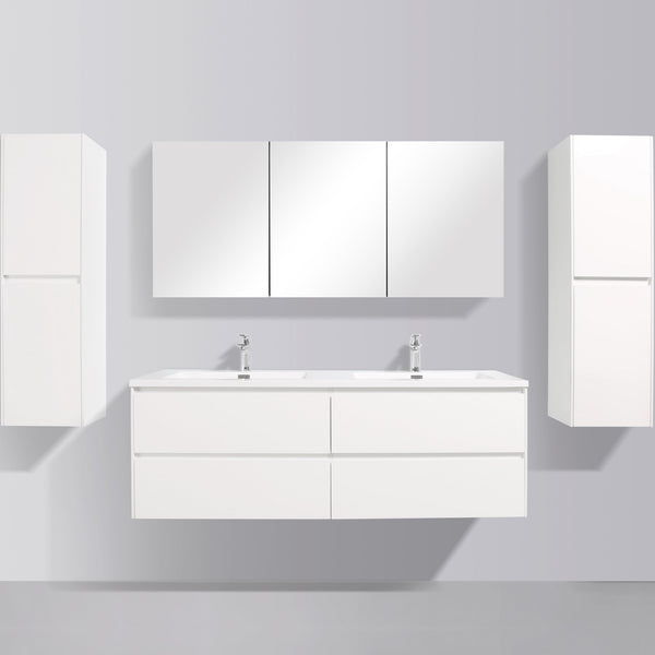 Enzo 1500 White Four Drawer Vanity Set