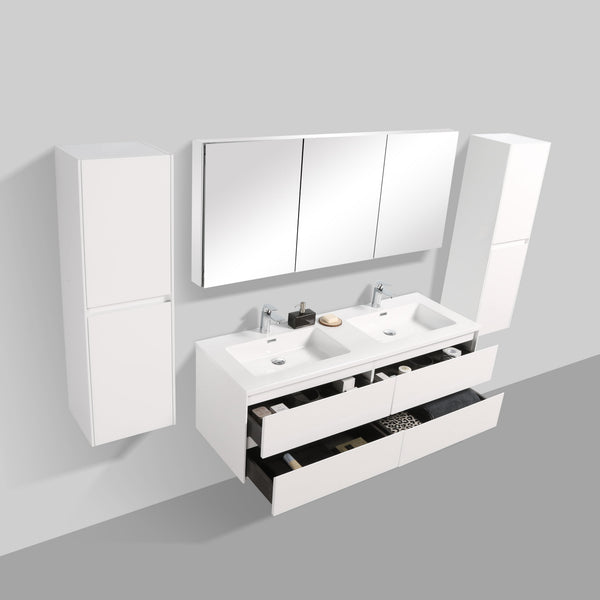 Enzo 1500 White Four Drawer Vanity Set
