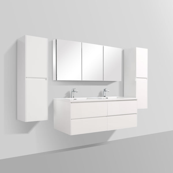 Enzo 1500 White Four Drawer Vanity Set