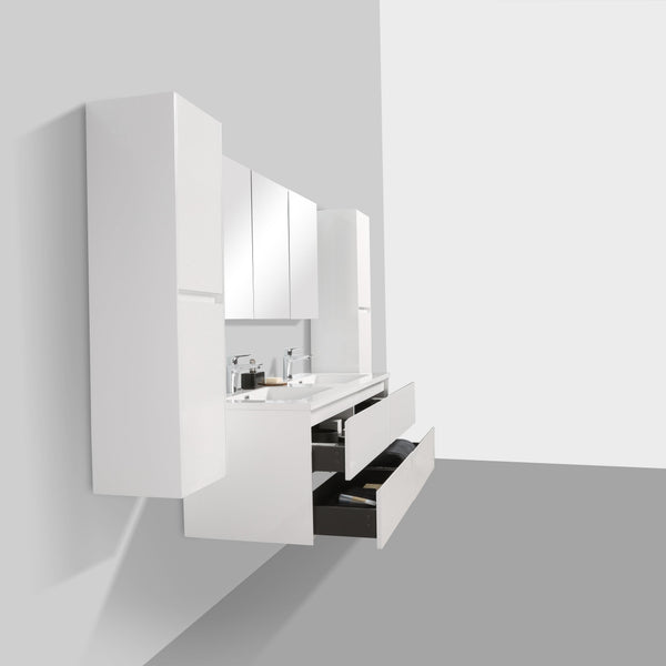 Enzo 1500 White Four Drawer Vanity Set