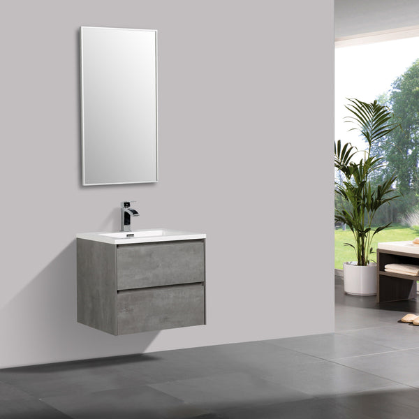 Enzo 600 Concrete Double Drawer Vanity Set