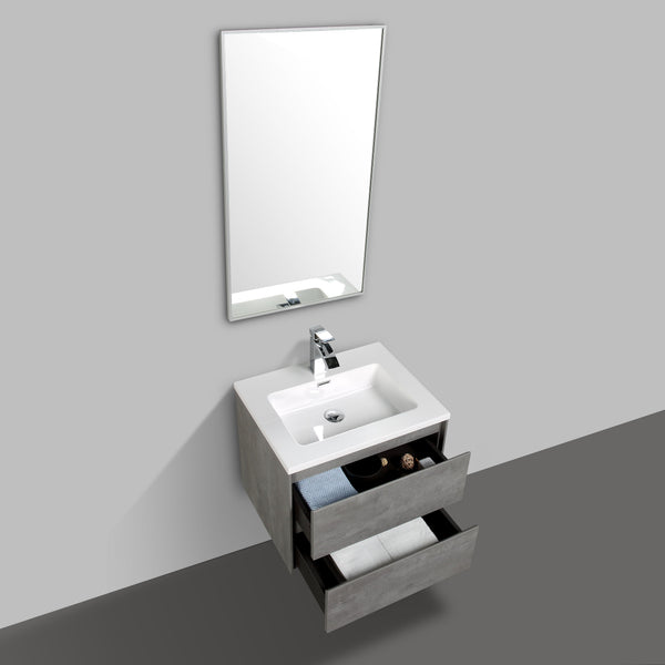 Enzo 600 Concrete Double Drawer Vanity Set