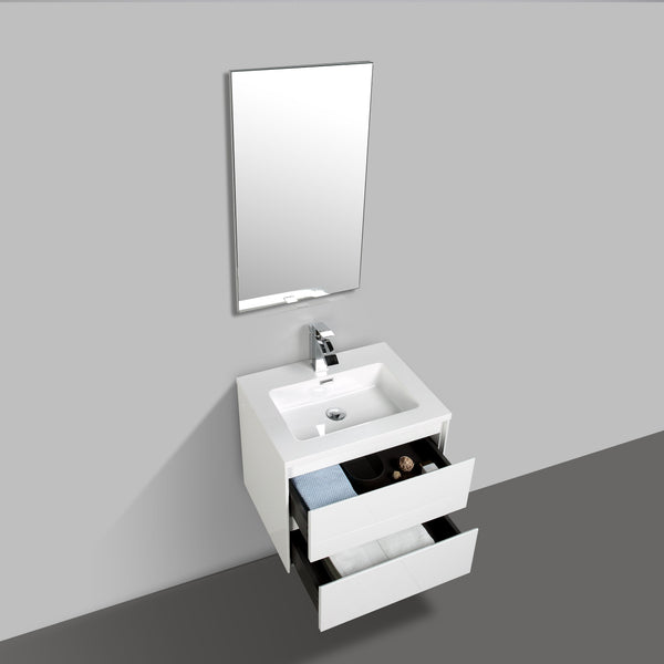 Enzo 600 White Double DrawerVanity Set
