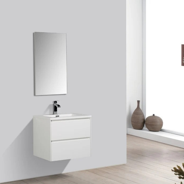 Enzo 600 White Double Drawer Vanity Set