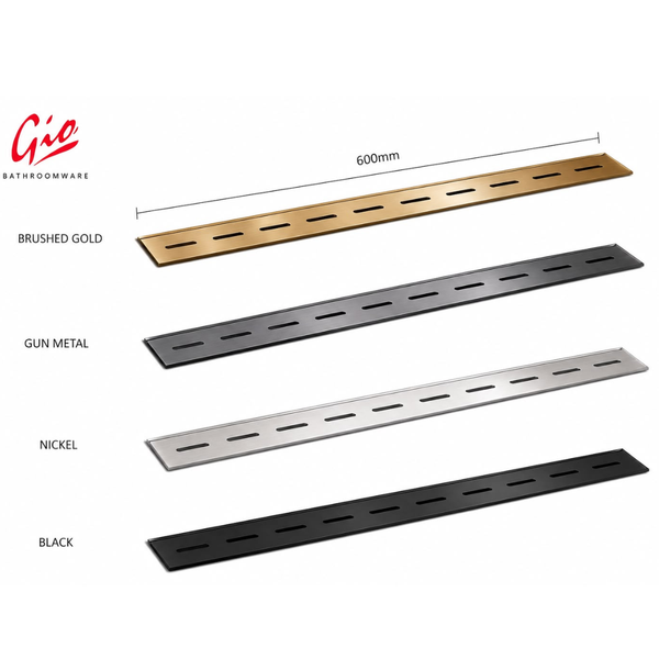 Reversible Waterfall Shower Channel 600mm - Brushed Gold