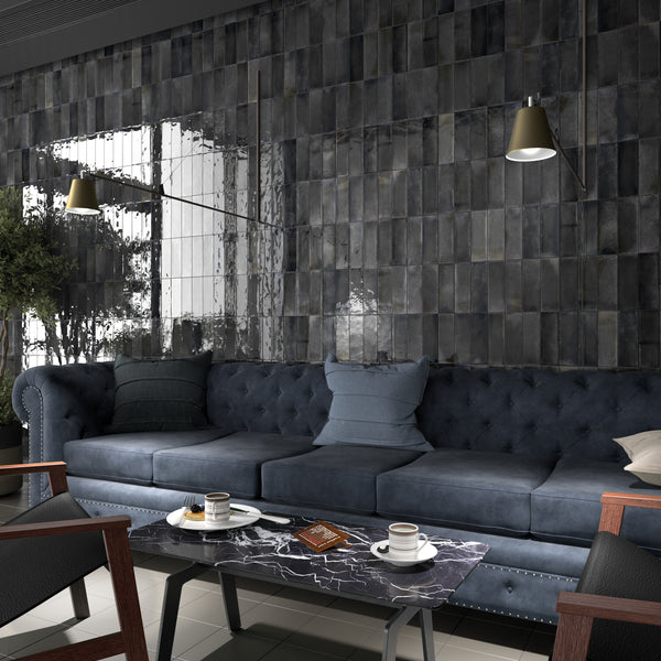 Hanoi Subway Black Ash Gloss Ceramic 65X200X9mm (0.5Sqm/Box)