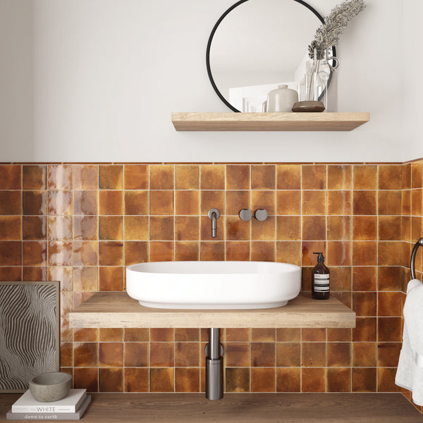 Hanoi Cuadrado Burnt Red 100x100x9mm Ceramic Gloss Tiles (0.50sqm/box)