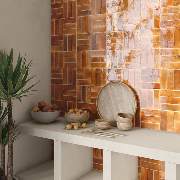 Hanoi Subway Burnt Red Gloss Ceramic 65X200mm