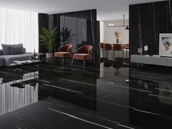 Lux Jebel Noir Black 600X1200X10.5mm Polished Porcelain (1.44sqm/box)