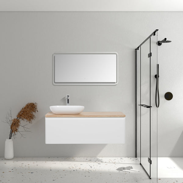 Lazio 1200 White Single Draw Vanity Set