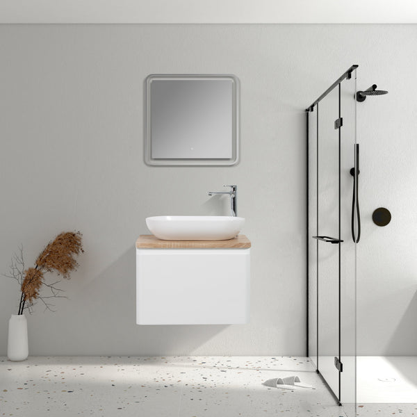 Lazio 600 White Single Draw Vanity Set