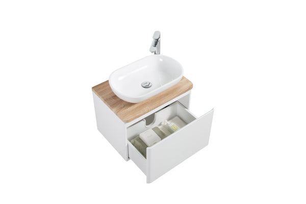 Lazio 600 White Single Draw Vanity Set