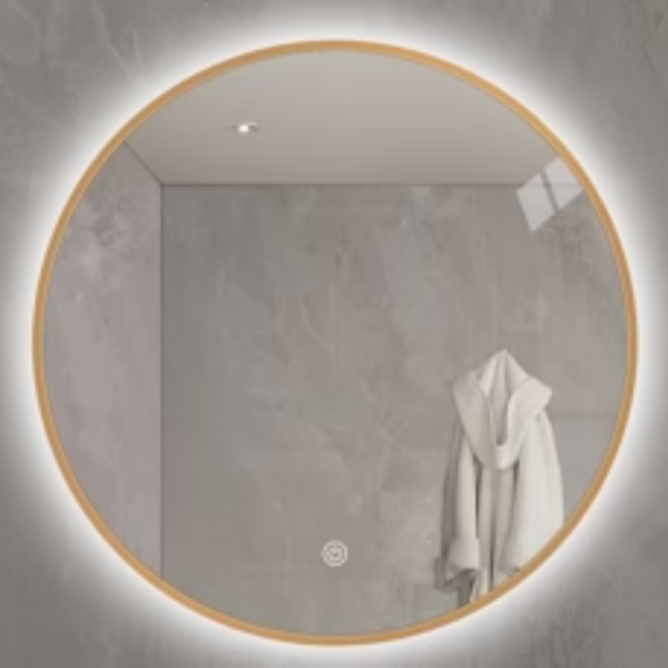 Led Amalia Gold Framed Round Mirror