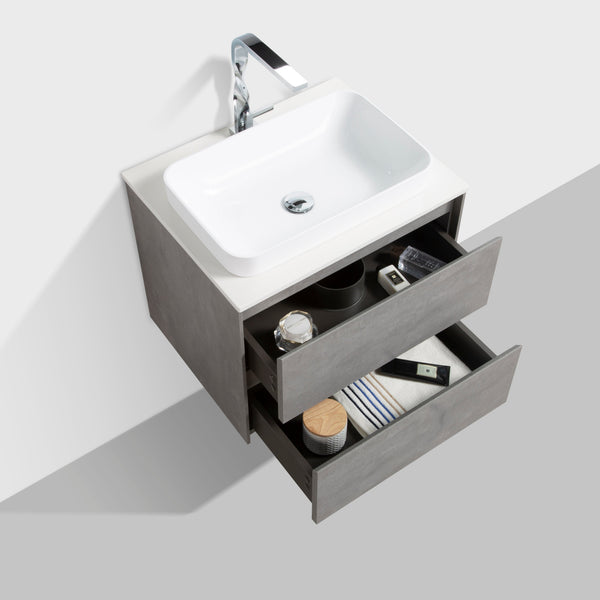 Madrid 600 Concrete Double Drawer Vanity Set