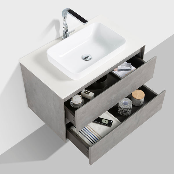 Madrid 800 Concrete Double Drawer Vanity Set