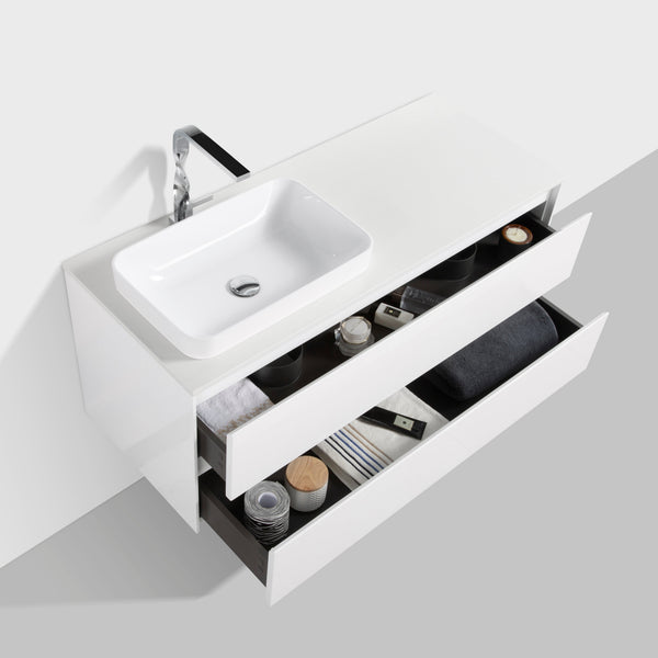 Madrid 1200 White Double Drawer Vanity Set