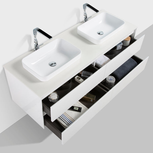 Madrid 1500 White Four Drawer Vanity Set