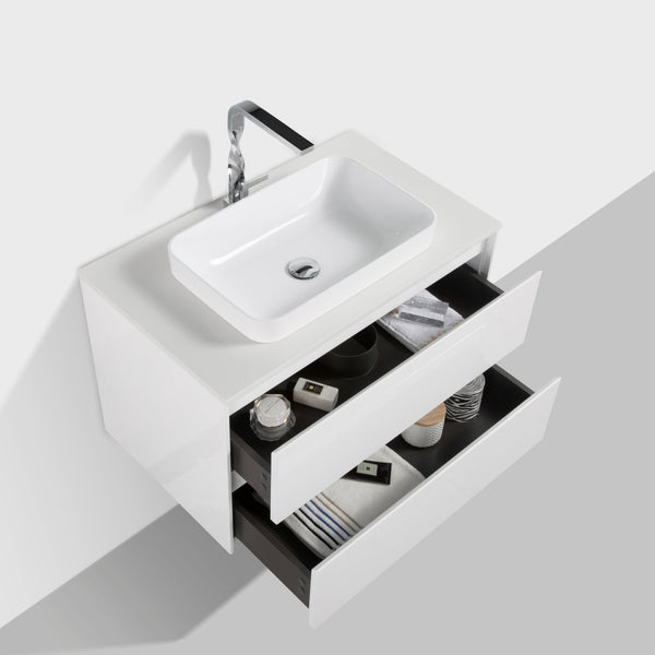 Madrid 800 White Double Drawer Vanity Set